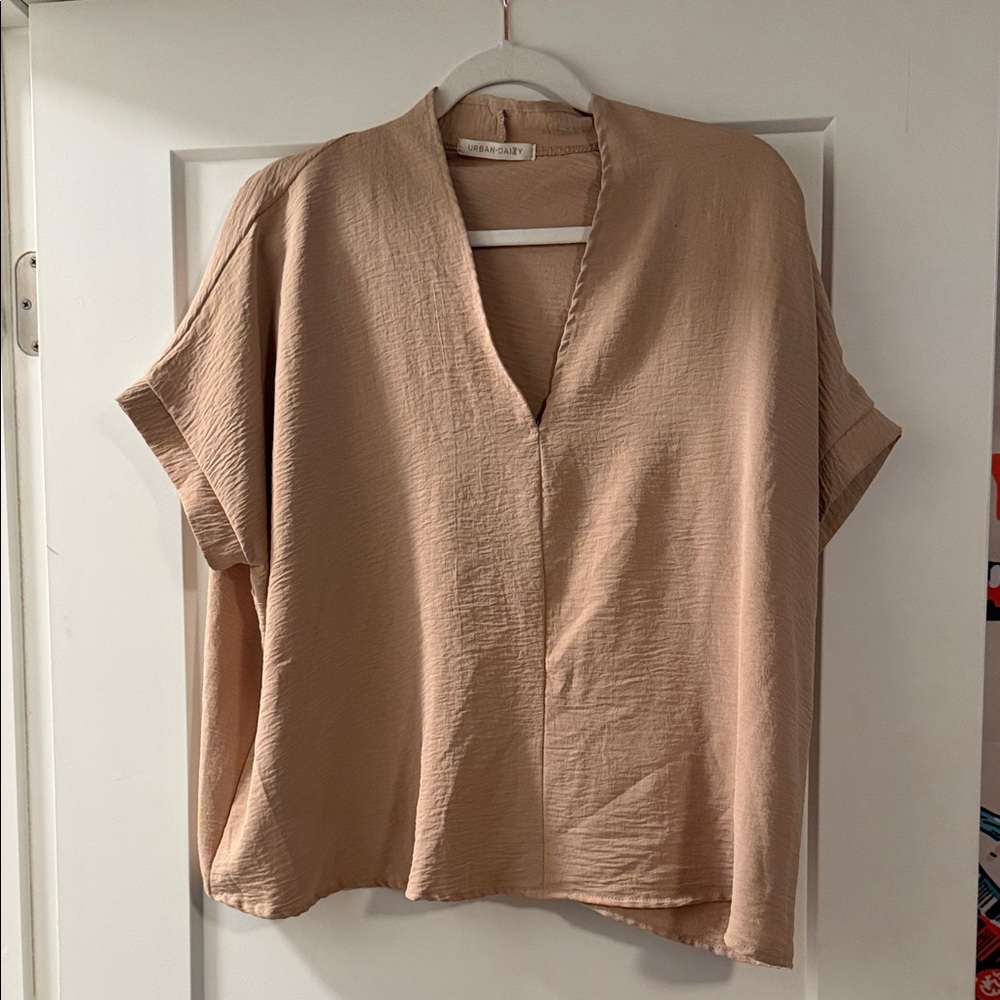Urban Daizy Beige V-Neck Blouse